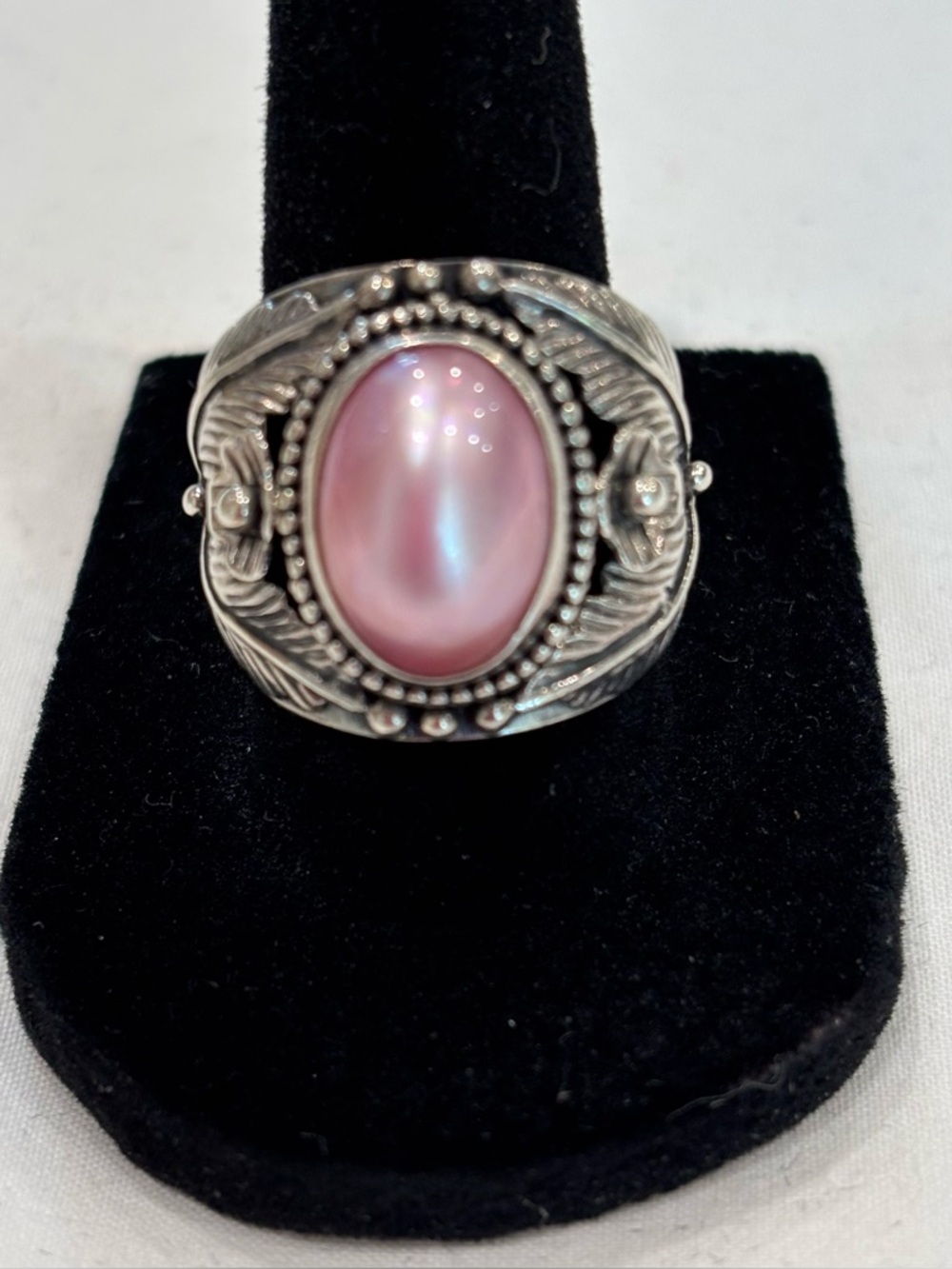 Meran Artisan Crafted Sterling Silver and Pink Cultured Mabe Pearl Ring.